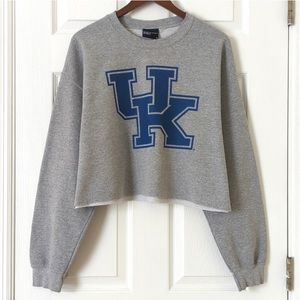 MV Sport Y2K Vintage University of Kentucky Cropped Pullover Sweatshirt Gray L